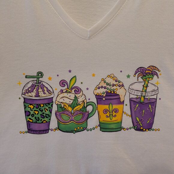 Unbranded Tops - NWOT Mardi Gras Shirt Ladies 2XL Parade Beads Nola 504 New Orleans Coffee Lover